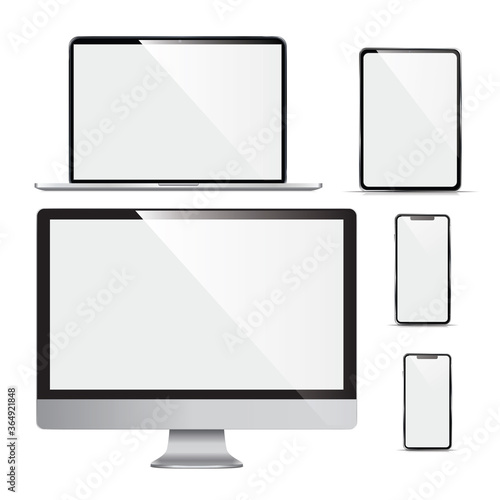 vector illustration modern monitor, computer, laptop, phone, tablet on a white background