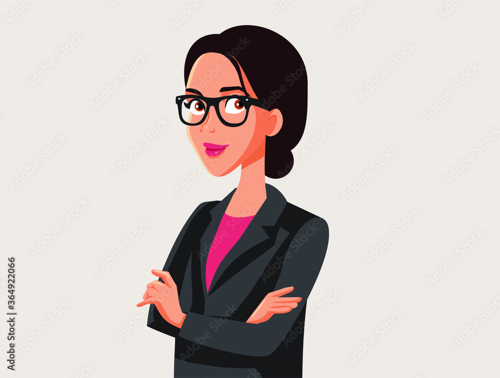 Powerful Woman Wearing Eyeglasses and Business Suit Powerful Woman Wearing Eyeglasses and Business Suit