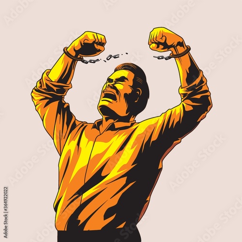 man breaking handcuffs