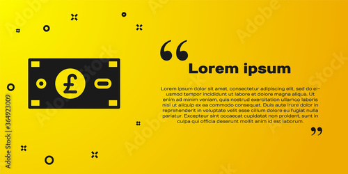 Black Pound sterling money icon isolated on yellow background. Pound GBP currency symbol. Vector.