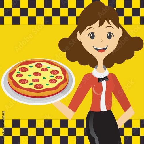waitress with pizza