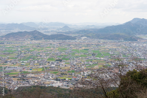 Fototapeta Naklejka Na Ścianę i Meble -  Beautiful scenic view from Kotohiragu Shrine (Konpira Shrine) in Kotohira, Kagawa, Japan.