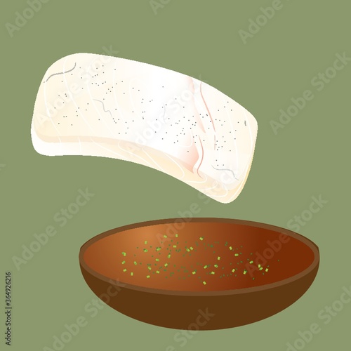 raw fish with seasoning