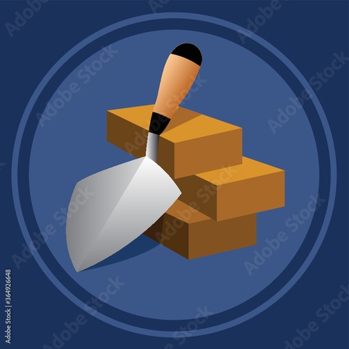 trowel with bricks