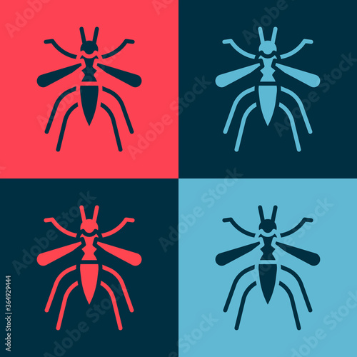 Pop art Mosquito icon isolated on color background. Vector.