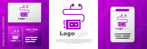 Logotype Museum audio guide icon isolated on white background. Headphones for excursions. Logo design template element. Vector.