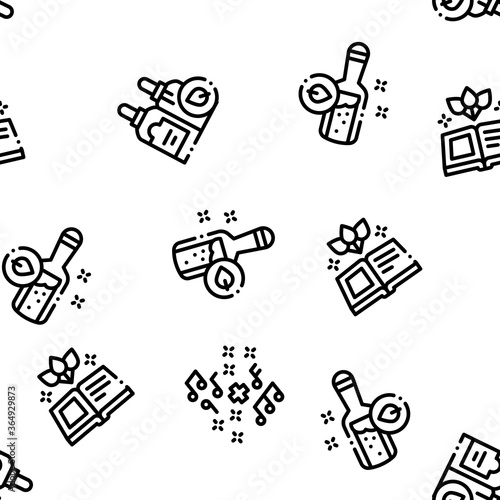 Traditional Naturopathy Medicine Seamless Pattern Vector Thin Line. Illustrations