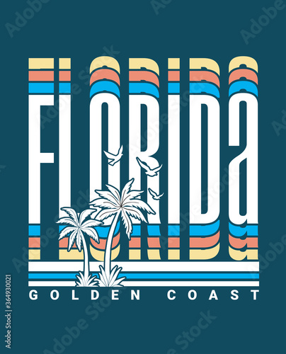 Florida text with palm trees vector illustration for t-shirt and other uses.