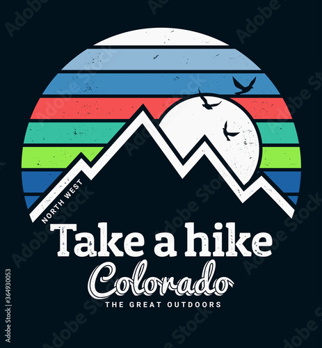 Mountain illustration, outdoor adventure . Vector graphic for t shirt and other uses.