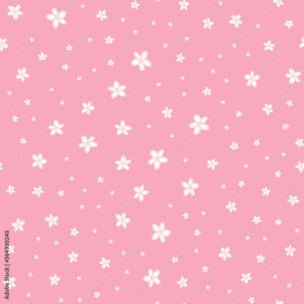 Hand Drawn Seamless Background With Floral Ornaments, Stylized Flowers, Dots, Plants. Vector Abstract Floral Textures. Hand Drawn Seamless Background With Floral Ornaments, Stylized Flowers, Dots, Plants. Vector Abstract Floral Textures.