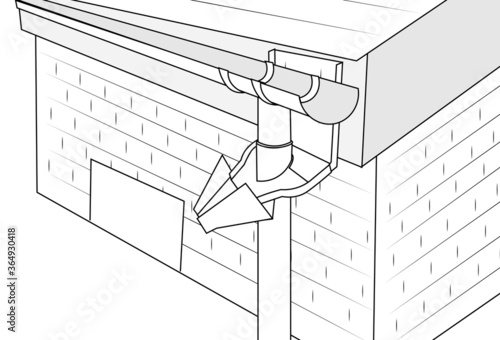 perspective view of how to install Rainwater backplate to collect overflow from the gutter system during heavy rainfall