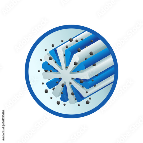 Microfiber action 3D icon - microfibre structure emblem that shows the dust absorbing properties of synthetic fiber - isolated vector sign
