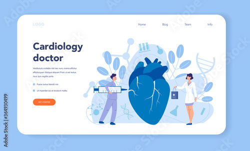 Cardiology web banner or landing page. Doctor deal with