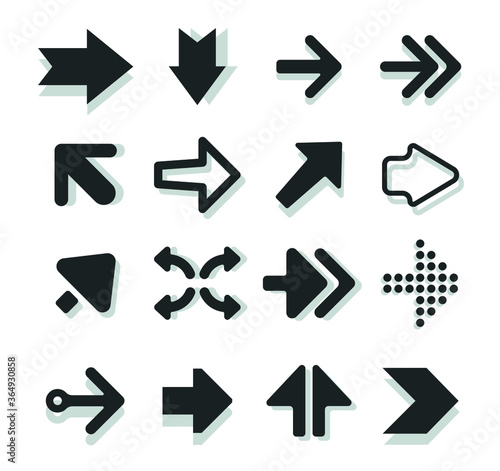 Set of black arrow icons