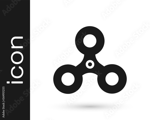 Black Fidget spinner icon isolated on white background. Stress relieving toy. Trendy hand spinner. Vector.