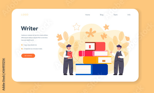 Literary scholar or critic web banner or landing page. Scientist