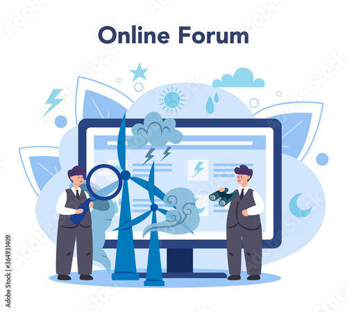 Meteorologist online service or platform. Weather forecaster studying