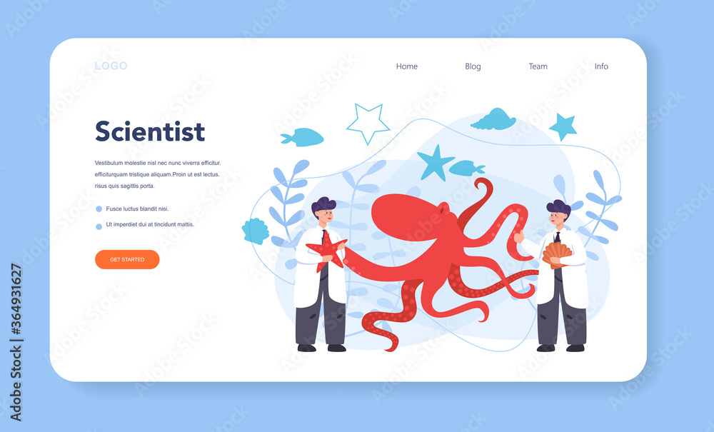 Oceanologist web banner or landing page. Oceanography scientist. Oceanologist web banner or landing page. Oceanography scientist.