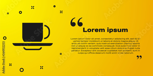 Black Coffee cup icon isolated on yellow background. Tea cup. Hot drink coffee. Vector.
