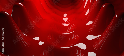 abstract wavy red shapes 3d rendering