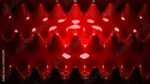 abstract wavy red shapes 3d rendering