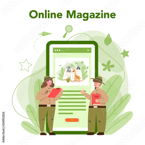 Zoologist online service or platform. Scientist exploring and studying