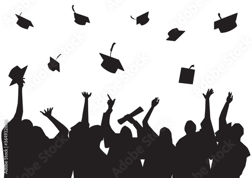 silhouette of graduated students