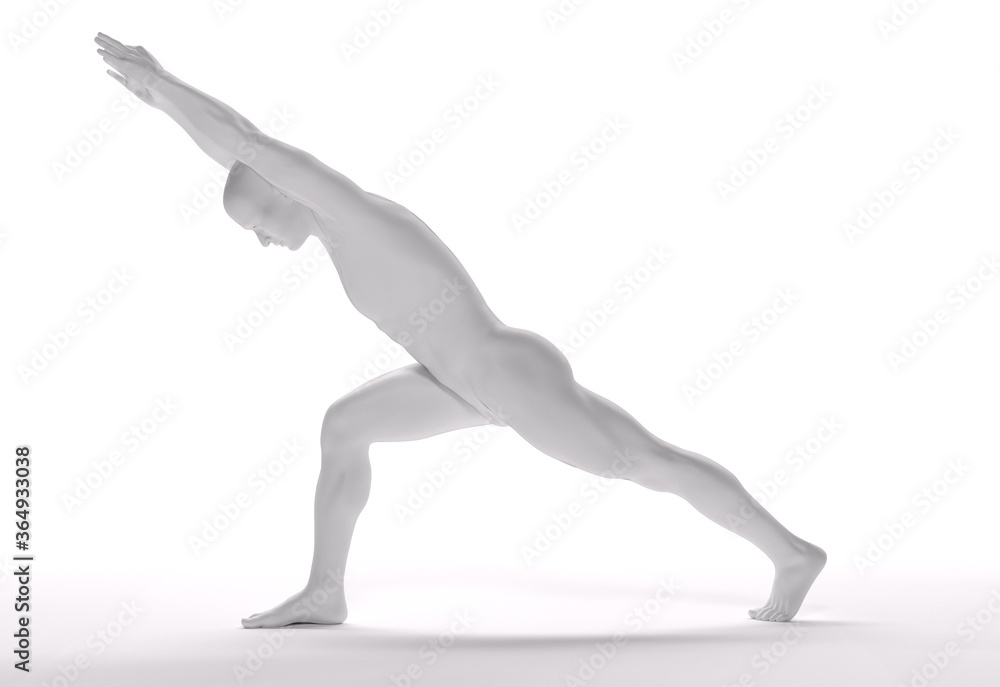 3D render : the portrait of male character model practicing yoga 3D render : the portrait of male character model practicing yoga