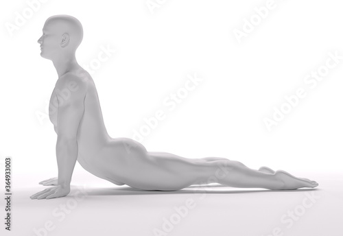 3D render : the portrait of male character model practicing yoga
