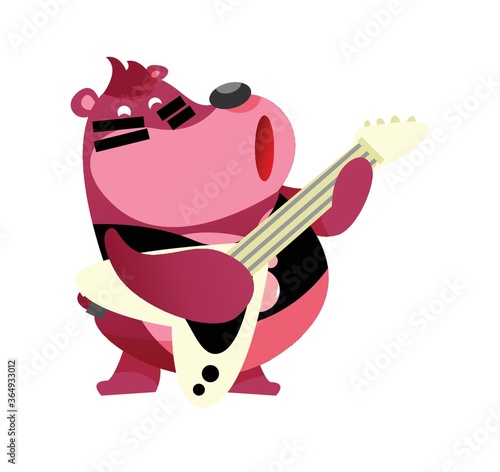 bear cartoon playing electric guitar