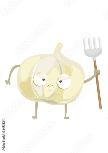 garlic holding gardening fork