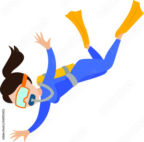sexy scuba diver under water undersea sea surfing tourist female woman girl diving set going down