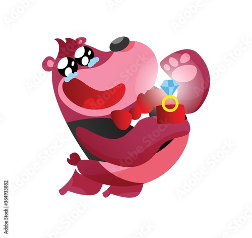 bear cartoon proposing on bended knees