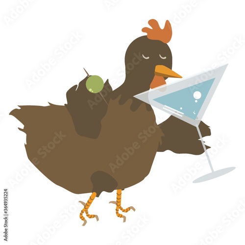 hen holding wineglass