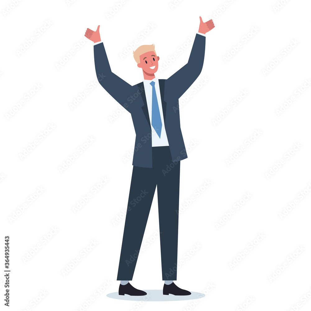 Business character showing a sign of OK. Male employee with Business character showing a sign of OK. Male employee with