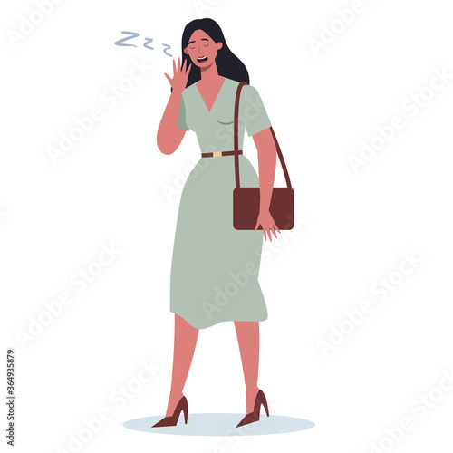 Exhausted business woman in the office. Business character with lack