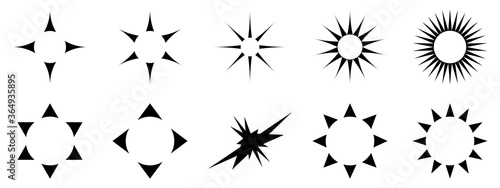 set of black silhouettes of plants snowflakes sun star burst icon vector illustration graphic design abstract background pattern 
