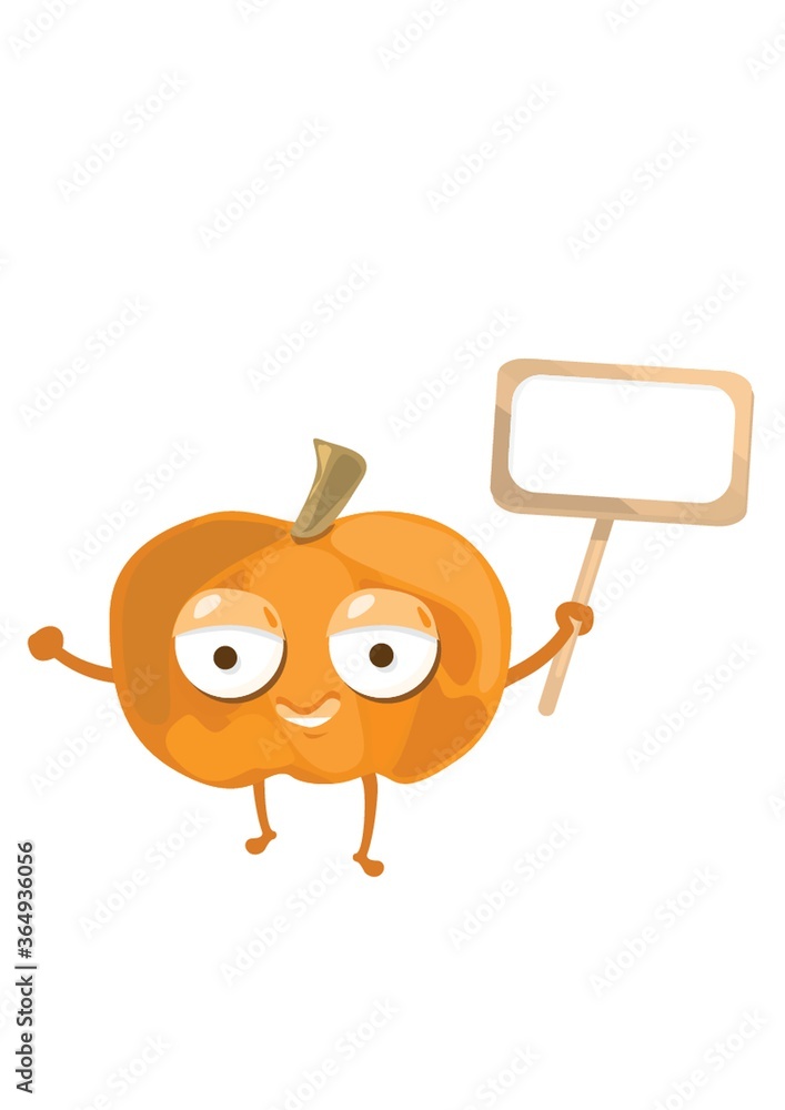 pumpkin holding wooden board