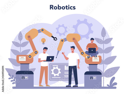 Robotics concept. Robot engineering and programming. Idea of artificial