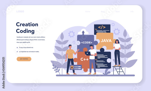 Software web banner or landing page. Idea of programming