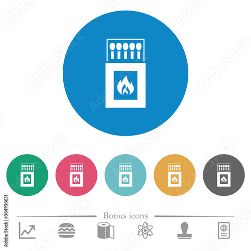 Box of matches flat round icons