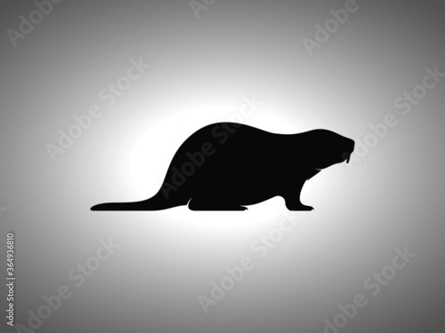 Beaver Silhouette on White Background. Isolated Vector Animal