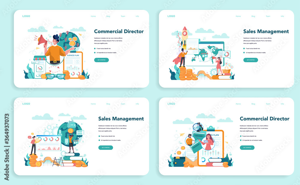 Sales manager or commercial director concept web banner or landing Sales manager or commercial director concept web banner or landing
