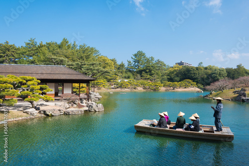 Ritsurin Garden in Takamatsu, Kagawa, Japan. Ritsurin Garden is one of the most famous historical gardens in Japan.