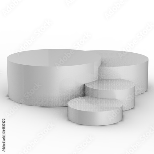 3D rendering Podium scene or 3D round pillar stand scene and winner pedestal in studio on  gray or white minimal background
