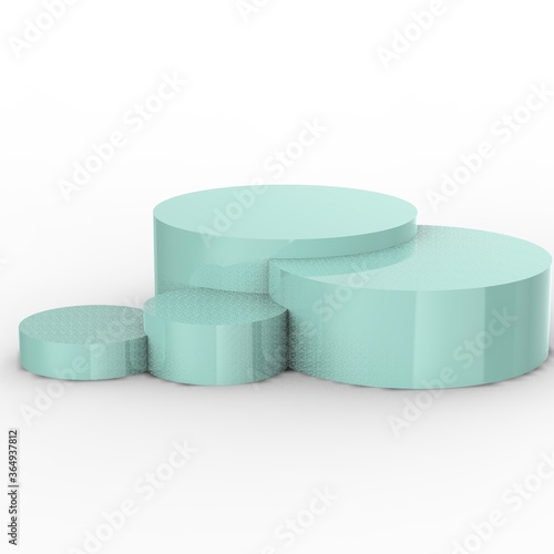 3D rendering Podium scene or 3D round pillar stand scene and winner pedestal in studio on  gray or blue minimal background