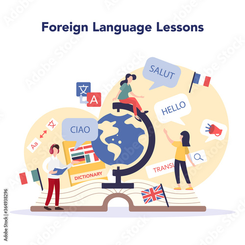 Language learning concept. Study foreign languages with native
