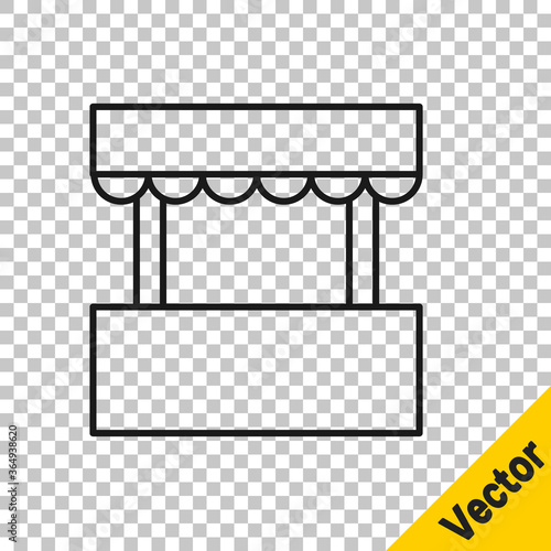 Black line Ticket box office icon isolated on transparent background. Ticket booth for the sale of tickets for attractions and sports. Vector.