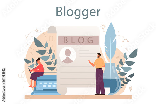 Blogger concept. Sharing media content in the internet. Idea of social