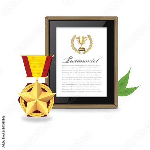 certificate with medal
